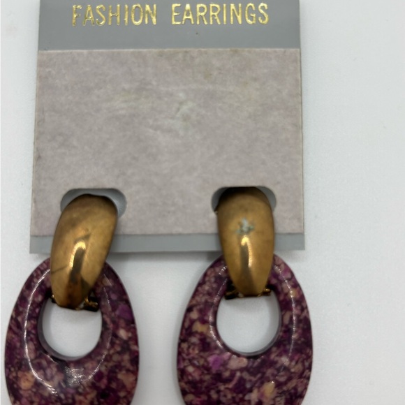 ✨5/$25✨ Purple and Gold Fashion Earrings - Picture 3 of 5